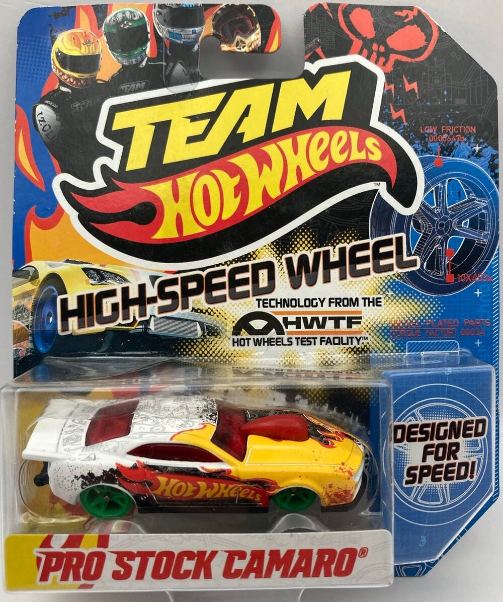 Team Hot Wheels Pro Stock Camaro Diecast High Speed Wheel 2011 Green Rim Variant